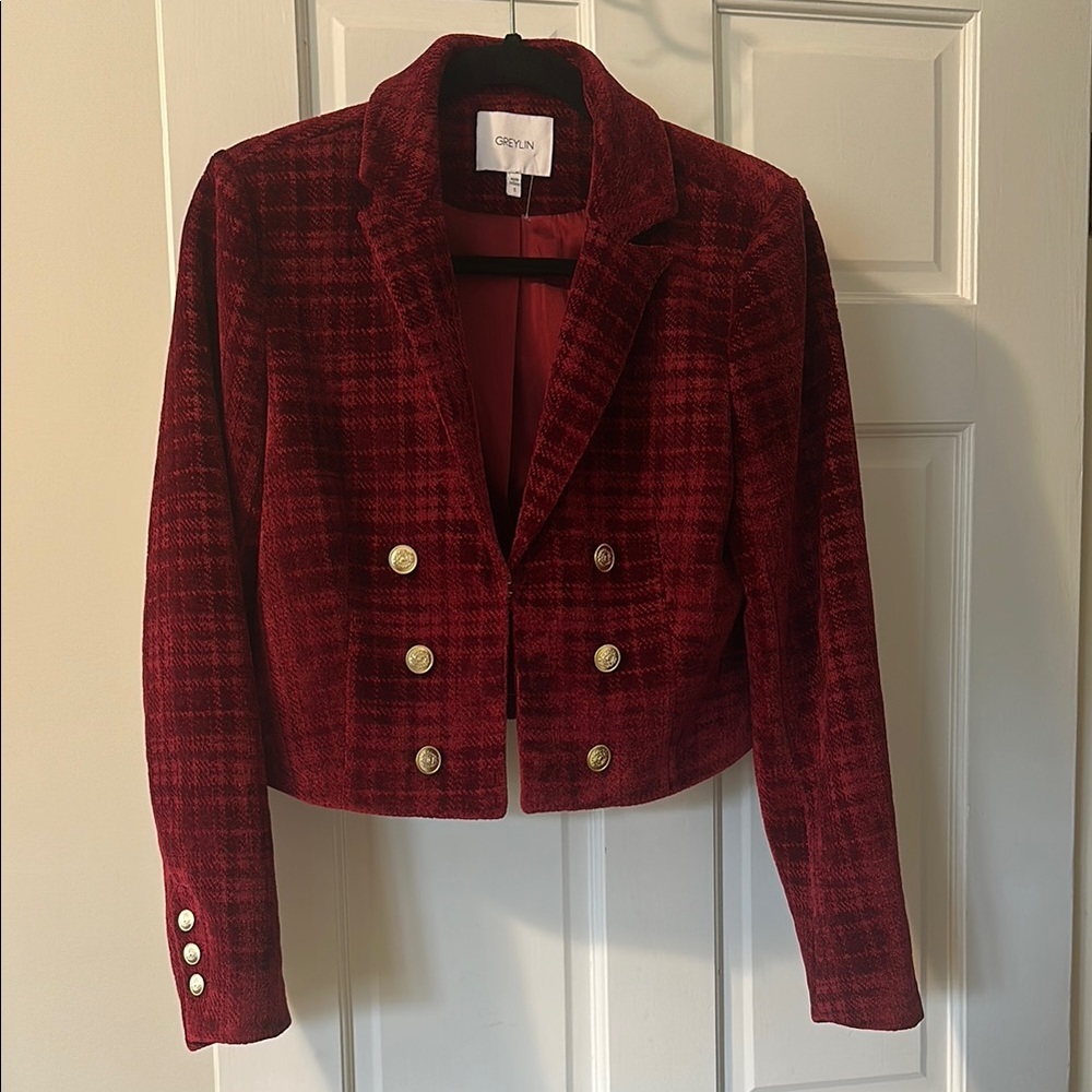 Women's Red Double-Breasted Jacket